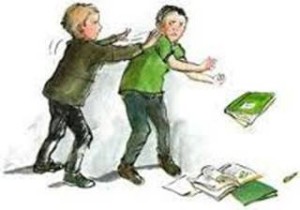 Ilustración de acto de violencia en la escuela